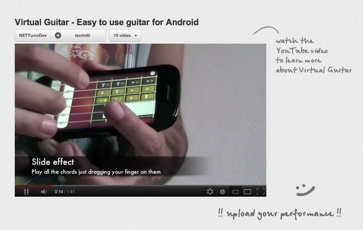 Screenshot of the Virtual Guitar video tutorial on YouTube